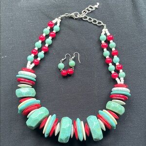 Elegant Multicolor Beaded Necklace and Earring Set